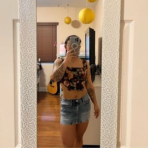 Velvet Floral Crop Top